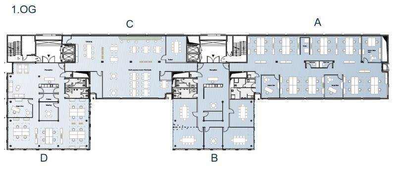 Grundriss 1 OG MB A - D