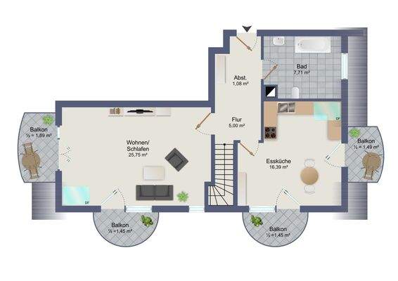 Grundriss 2. OG (untere Ebene)