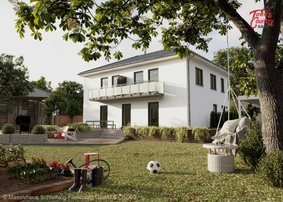 Ansicht Garten mit Balkon