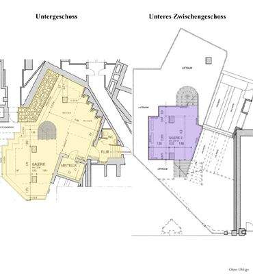 Grundrisse unteres Zwischengeschoss und Untergeschoss