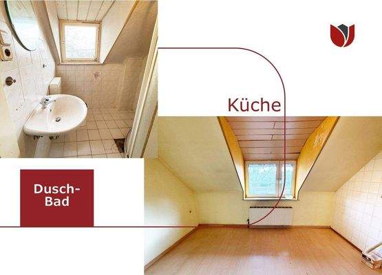 Duschbad mit WC und Küche im Haupthaus, 1. OG