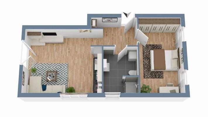 Unverbindlicher 3D Grundriss der Wohnung