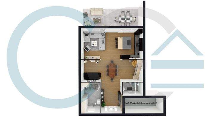 3D Grundriss Erdgeschoss Haus A