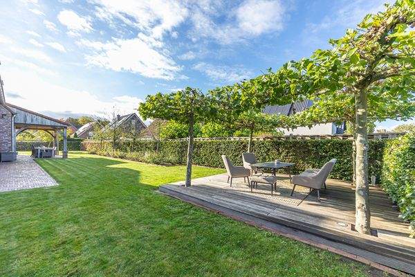 Sonnenterrasse / von Platanen eingefasstes Holzdeck