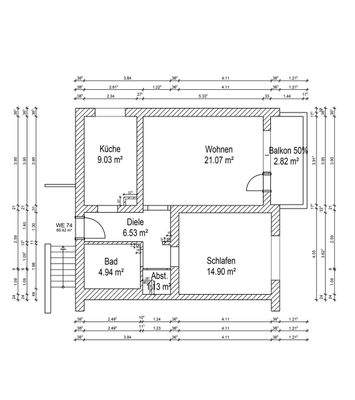 Grundriss Skizze WE 74