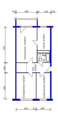 Die Aufteilung von ca. 68 m²