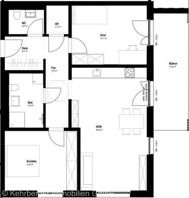 Grundriss Wohnung 10 mit Flächenangaben