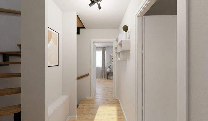 Heller und freundlicher Flur im Obergeschoss