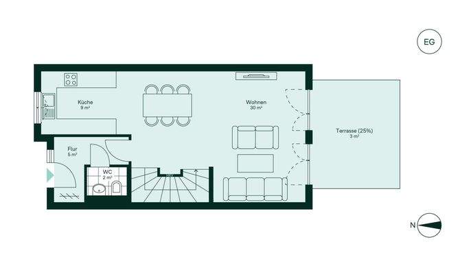 Geräumiges Erdgeschoss mit viel Platz und angrenze
