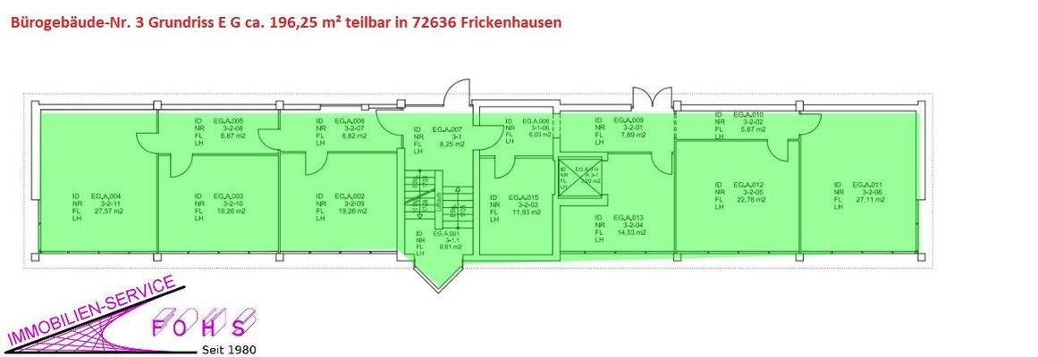 Büro-Etage: Grundriss EG mit 196,25 m²