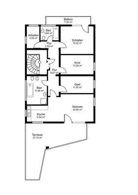 Grundriss Etagenwohnung 1. OG