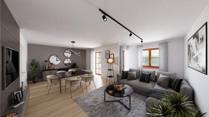 Visualisierung - Wohn- und Esszimmer