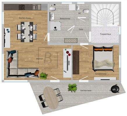 Dieser Grundriss ist nicht maßstabsgerecht und ist zur Maßentnahme nicht geeignet. Er dient nur der Vorinformation