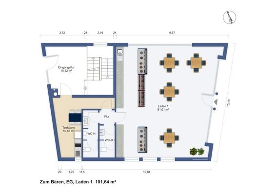 Grundriss Laden 1 Möblierungsbeispiel