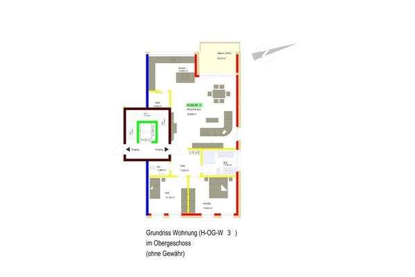 Grundriss-Darstellung Wohnung WH-H-3 (ohne Gewähr)