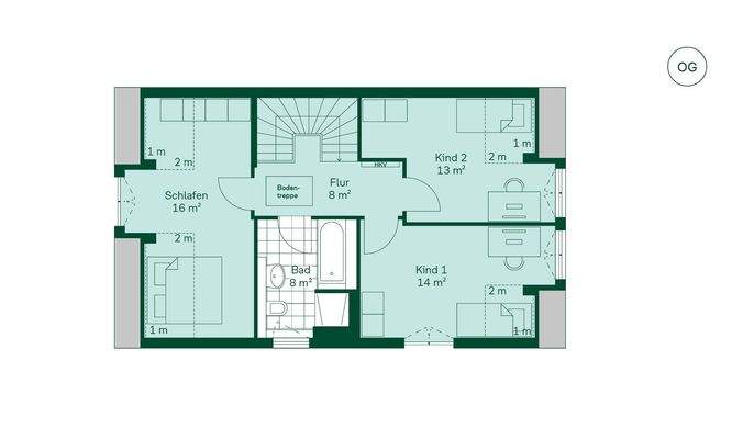 Grundriss vom Doppelhaus  im Projekt Pütnitzwiese