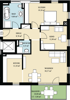 Grundriss-3-Zimmer-Wohnung