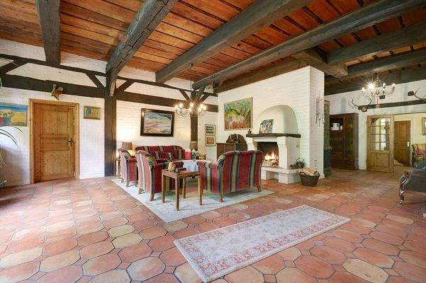 Wohnbereich mit offenem Kamin