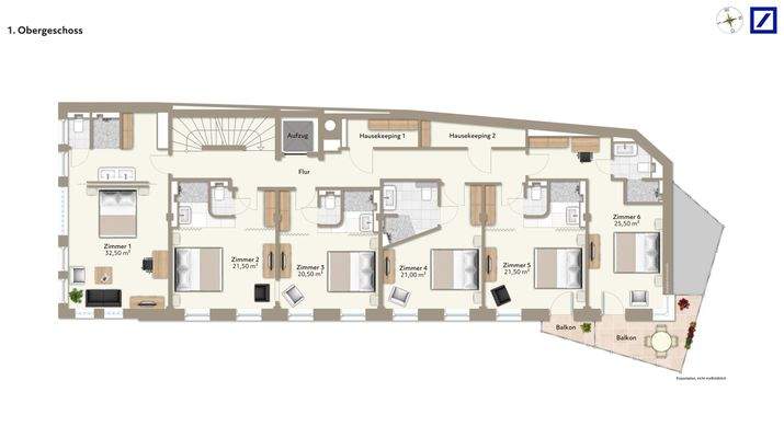 1. Obergeschoss - Möblierungsbeispiel