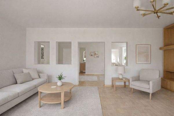 EG Blick vom Wohnzimmer zum Essbereich Fotomontage