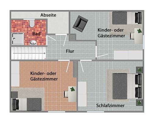 Grundriss Obergeschoss (nicht maßstabsgetreu)