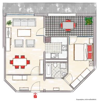 Grundriss der 2-Zimmer-Wohnung