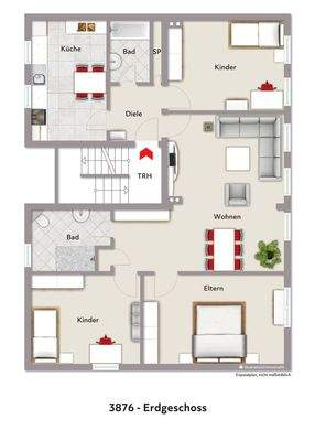 Grundriss EG visualisiert 3876
