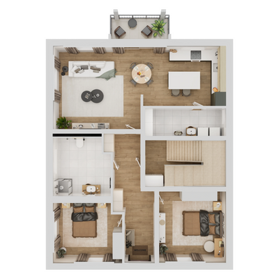 Grundriss Erdgeschosswohnung 2D