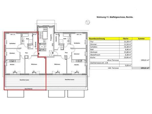 Beispiel Grundriss Staffelgeschoss
