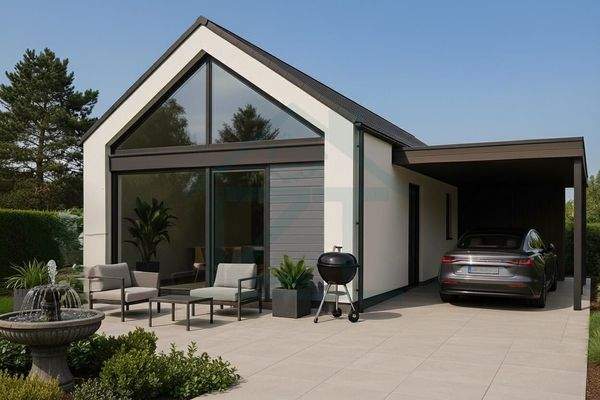 Mini Villa mit Panoramafenster und Carport