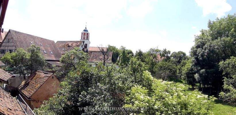 Blick zum Dorf (Scheune ist auch zu verkaufen!)
