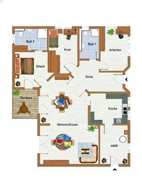 Grundriss Eckbungalow