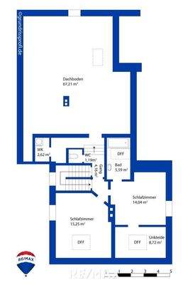 Plan Dachgeschoss inkl. Dachboden Zubau