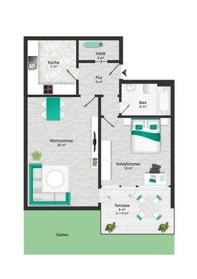 Erdgeschoss mit Garten