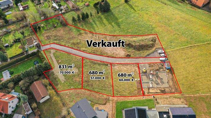 Luftaufnahme mit Markierung