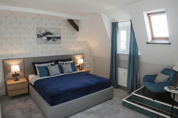 Schlafzimmer mit KI gearbeitet