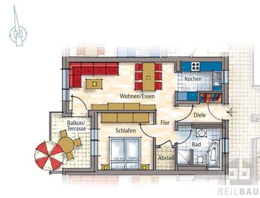 Grundrissplan W2 (nicht maßstäblich)