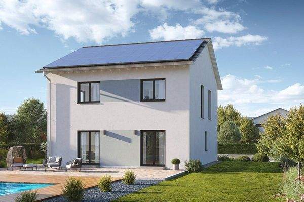 Modernes Solarhaus mit Pool