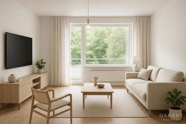 Wohnzimmer mit Einrichtung (KI)