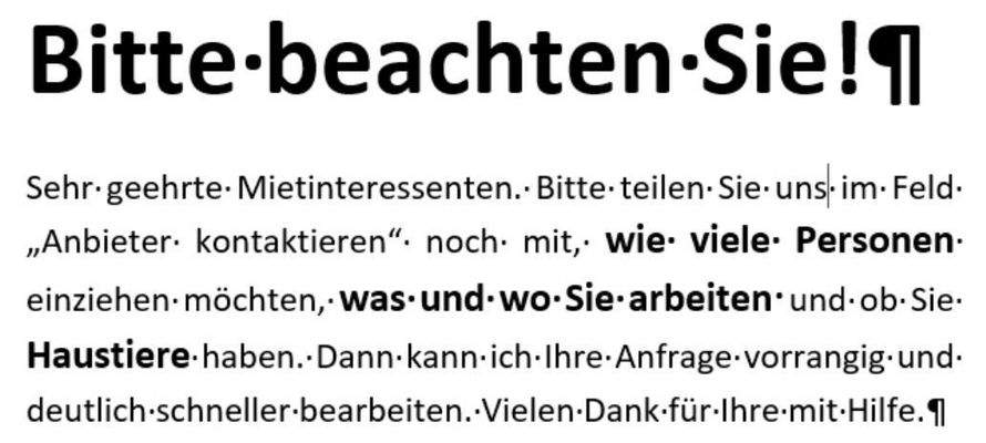 Bitte beachten Sie!