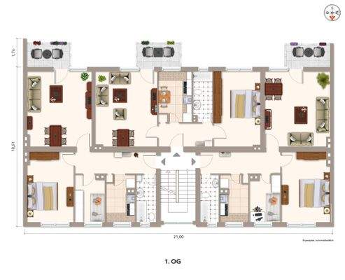 Grundriss 1. OG bspmöbliert