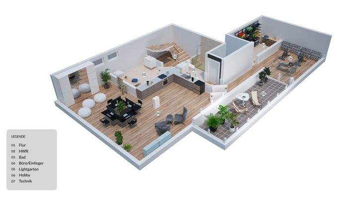 3D Grundriss Untergeschoss