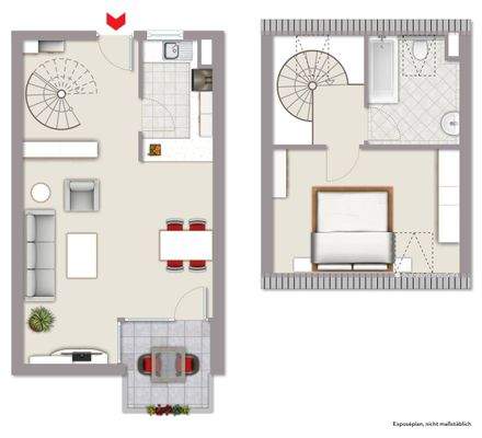 Grundriss Mais.  (1. + 2. DG)