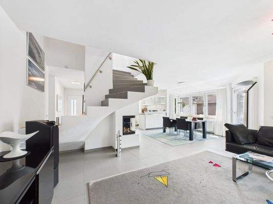 Wohnen mit Blick Richtung Kamin