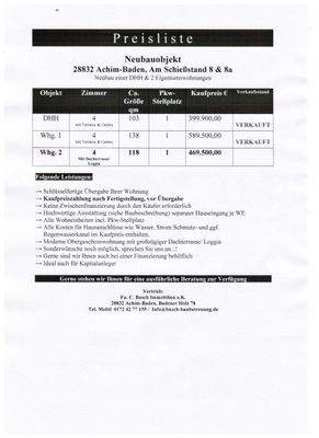 Preisliste / Verkaufsstand