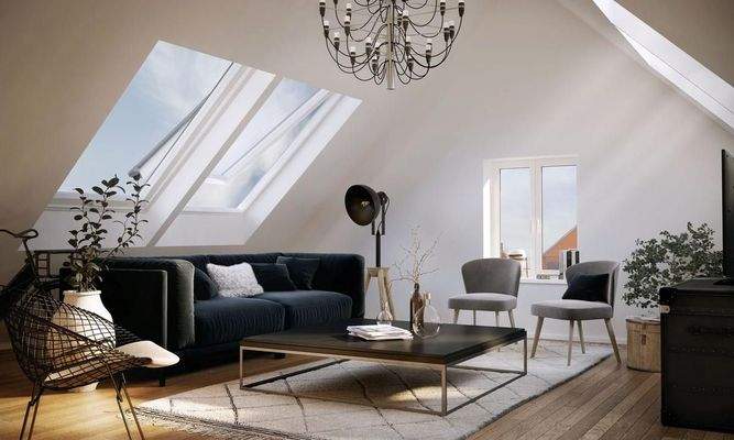 Wohnzimmer im Dachgeschoss