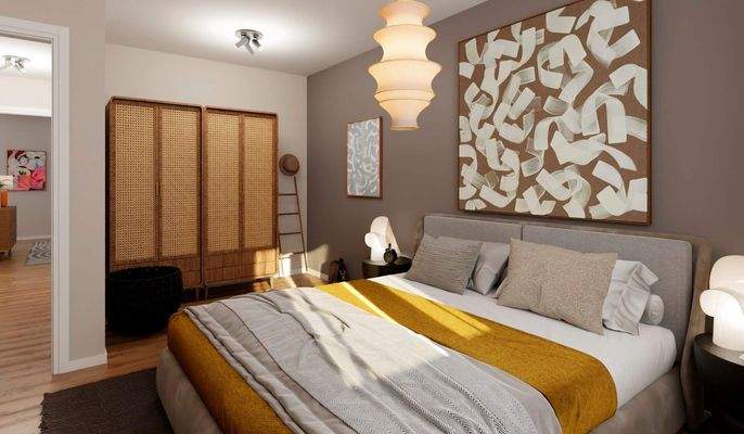 Helles und komfortables Schlafzimmer