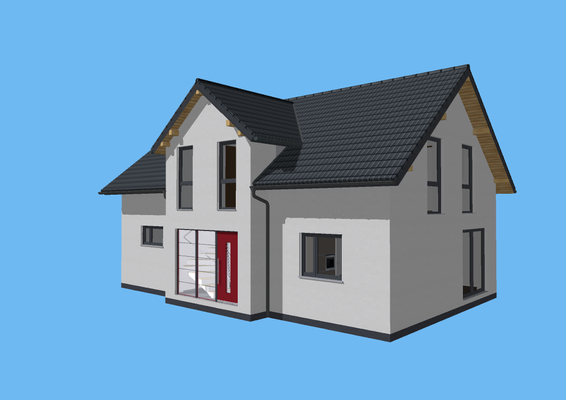 mit symmetrischer Fassadengestaltung