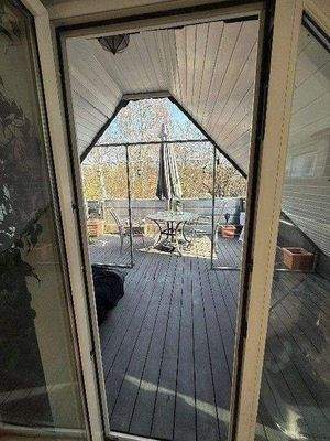 Blick aus dem Wohnz. zur Dachterrasse im 1-FH