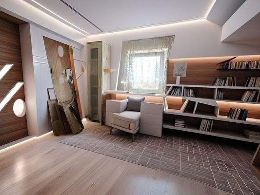 Einrichtungsbeispiel Büro im 2. OG / Speicher